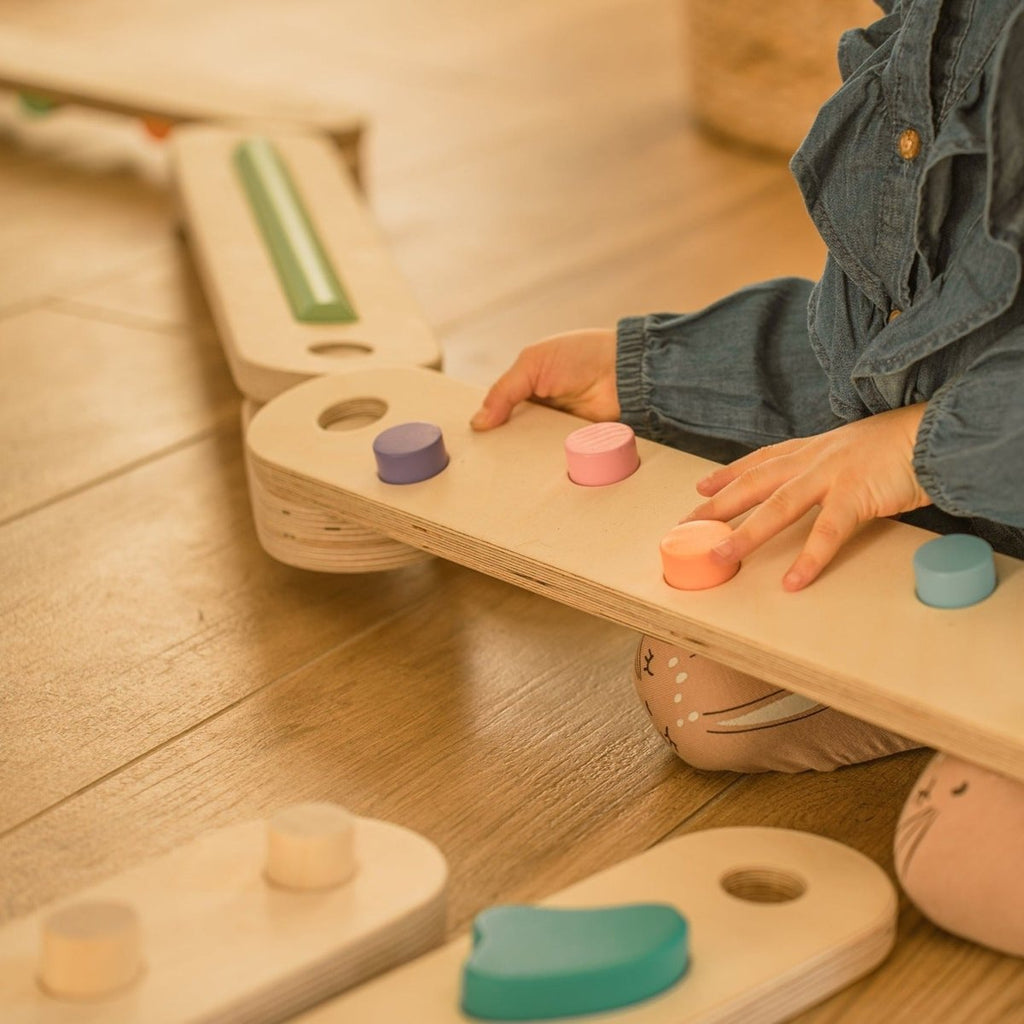 Koppelbares Balancierbalken 4er Set - doppelseitig - Blau - Juniorito