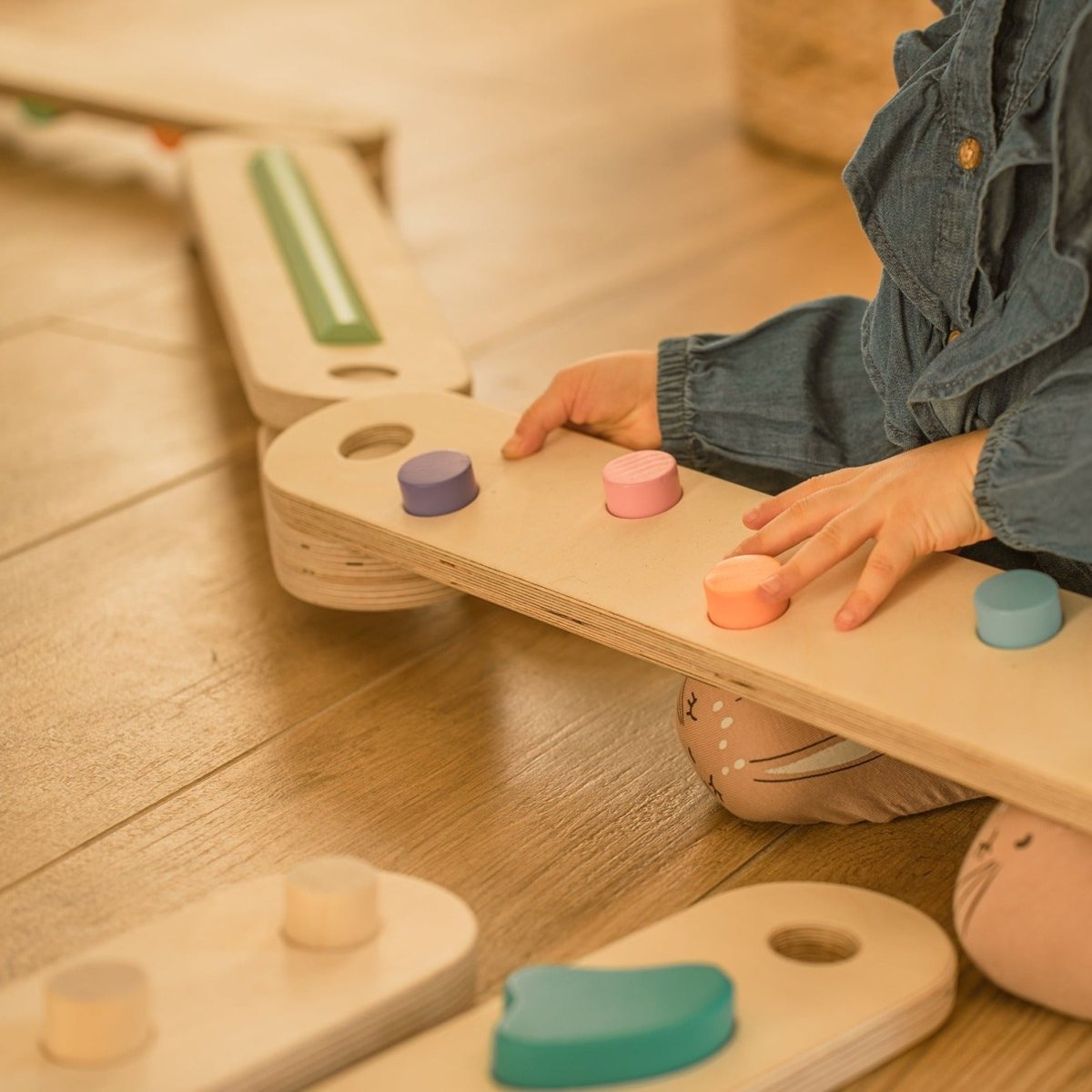 Koppelbares Balancierbalken 4er Set - doppelseitig - Blau - Juniorito