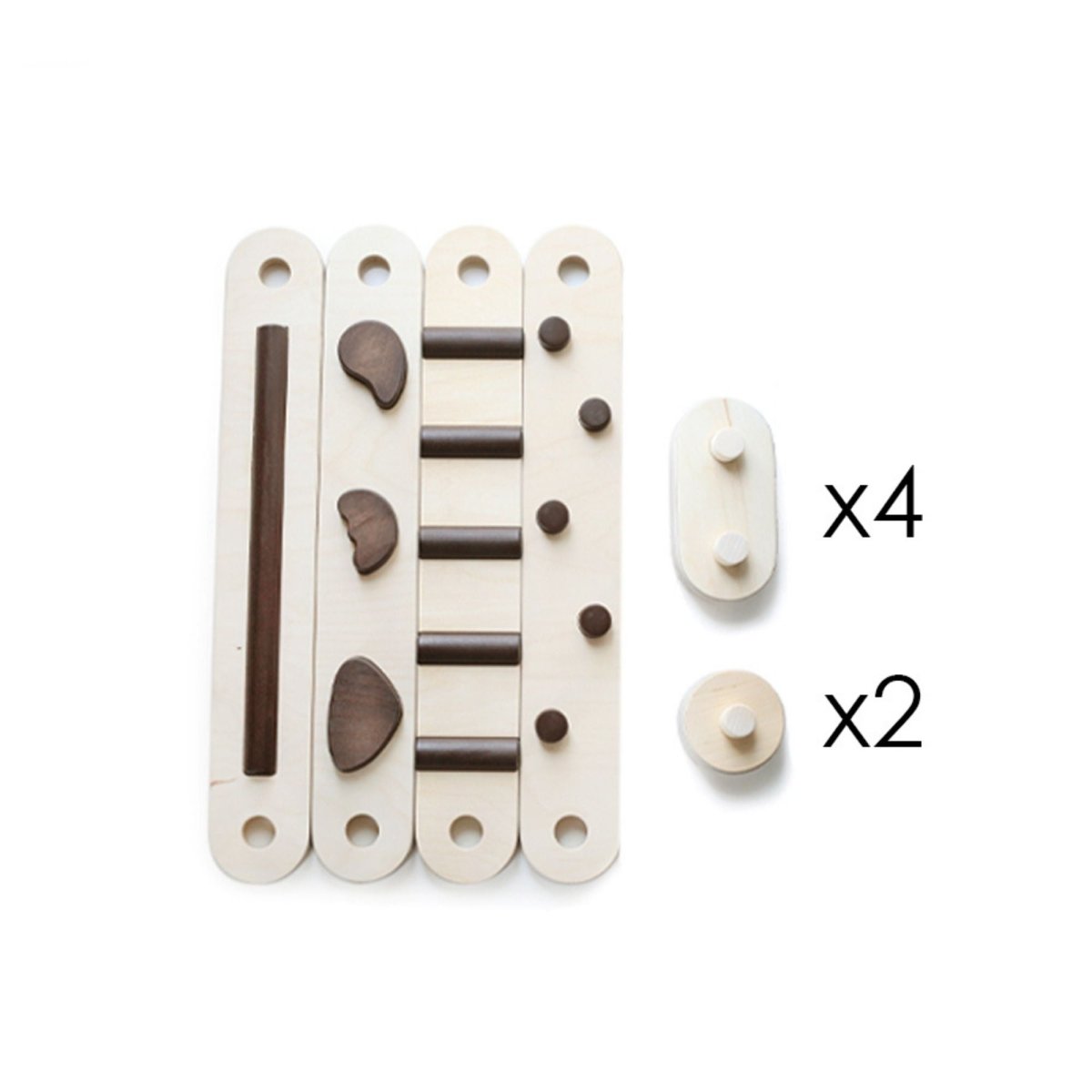 Koppelbares Balancierbalken 4er Set - doppelseitig - Braun - Juniorito