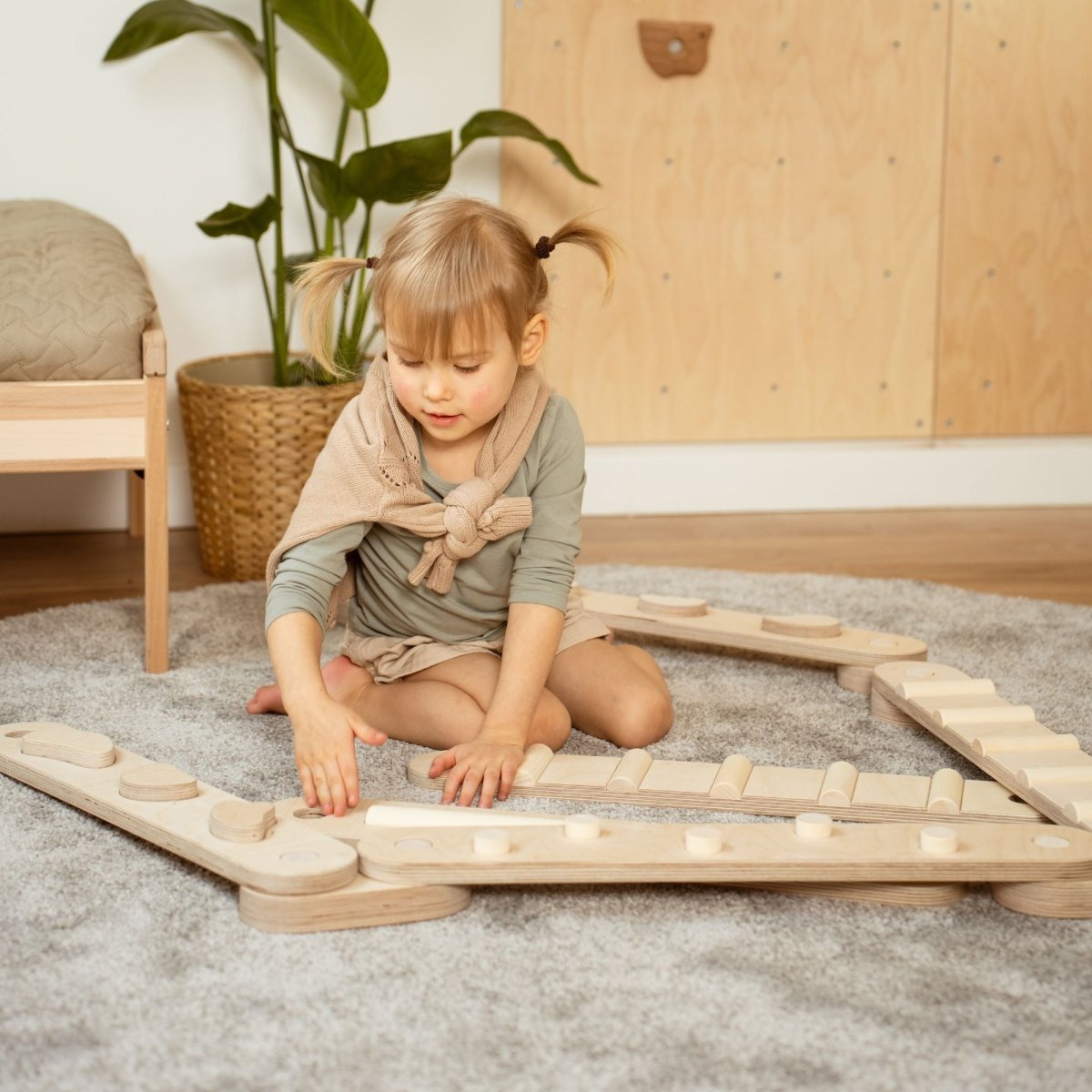 Koppelbares Balancierbalken 6er Set - doppelseitig - Braun - Juniorito