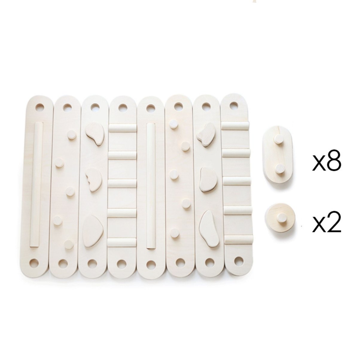 Koppelbares Balancierbalken 8er Set - doppelseitig - Klarlack - Juniorito