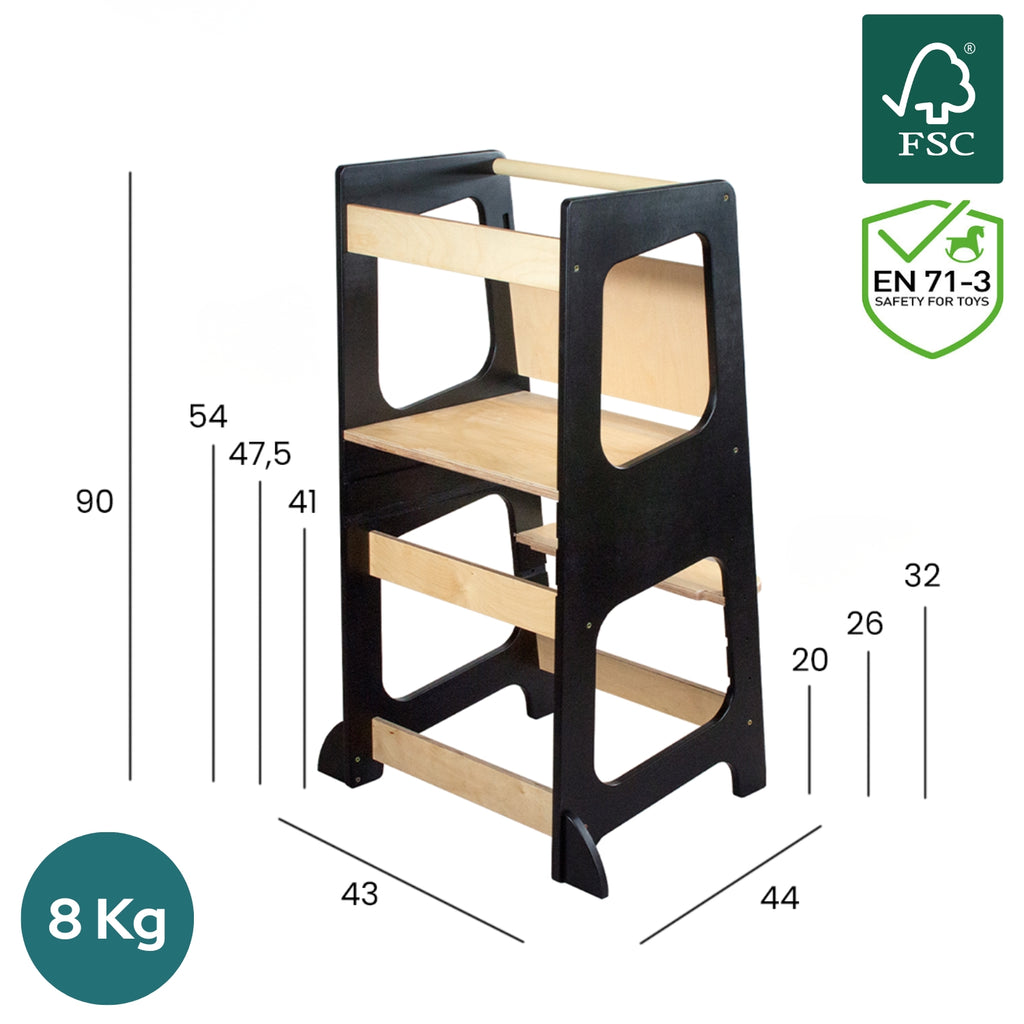 Kippsicherer Lernturm mit Rausfallschutz