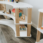 Modulares Bogenregal für Kinder | MODURA - Weiße Farbe + Klares Öl - 3 Etagen | 56 x 120 x 85 cm - Juniorito