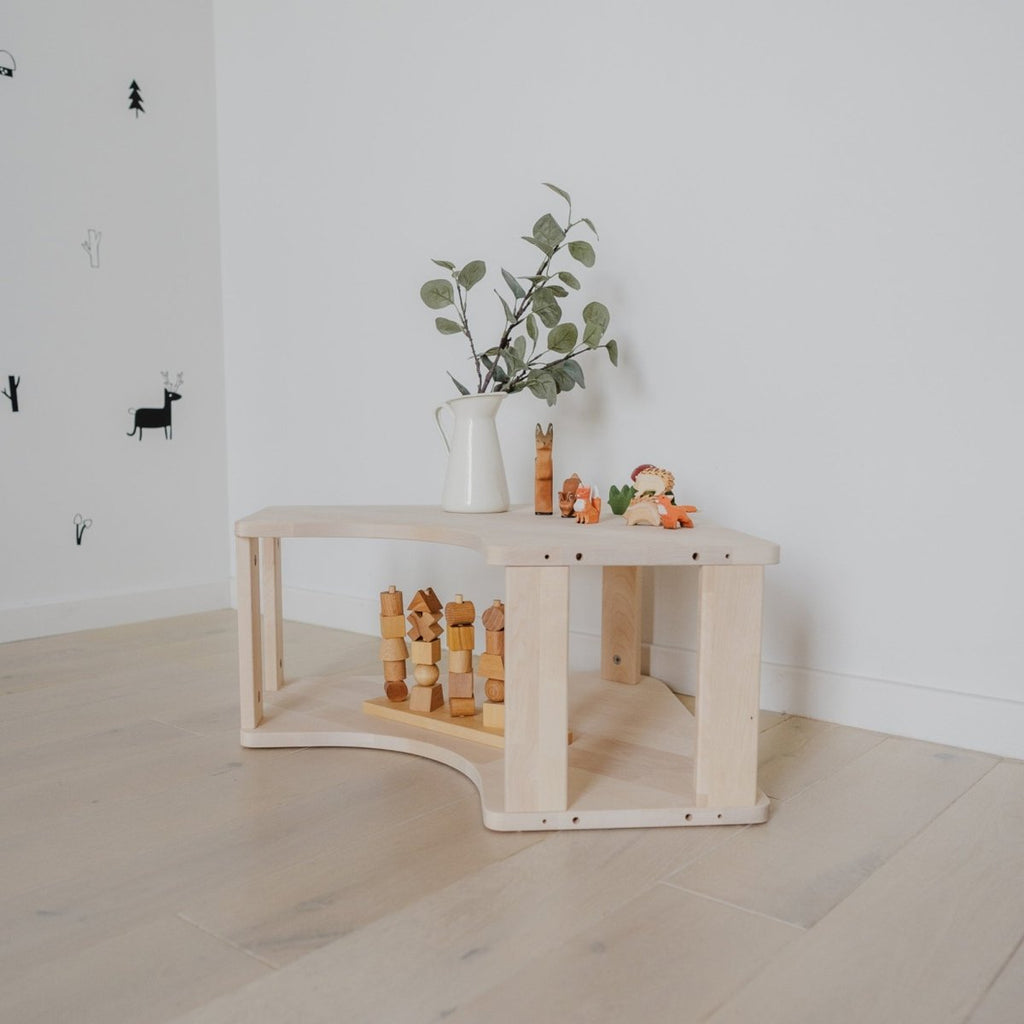 Modulares Eckregal für Kinder | 'MODURA' Kollektion - 2 Etagen (Höhe: 29 cm) - Unbehandeltes Holz - Juniorito