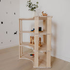 Modulares Eckregal für Kinder | 'MODURA' Kollektion - 4 Etagen (Höhe: 83 cm) - Unbehandeltes Holz - Juniorito