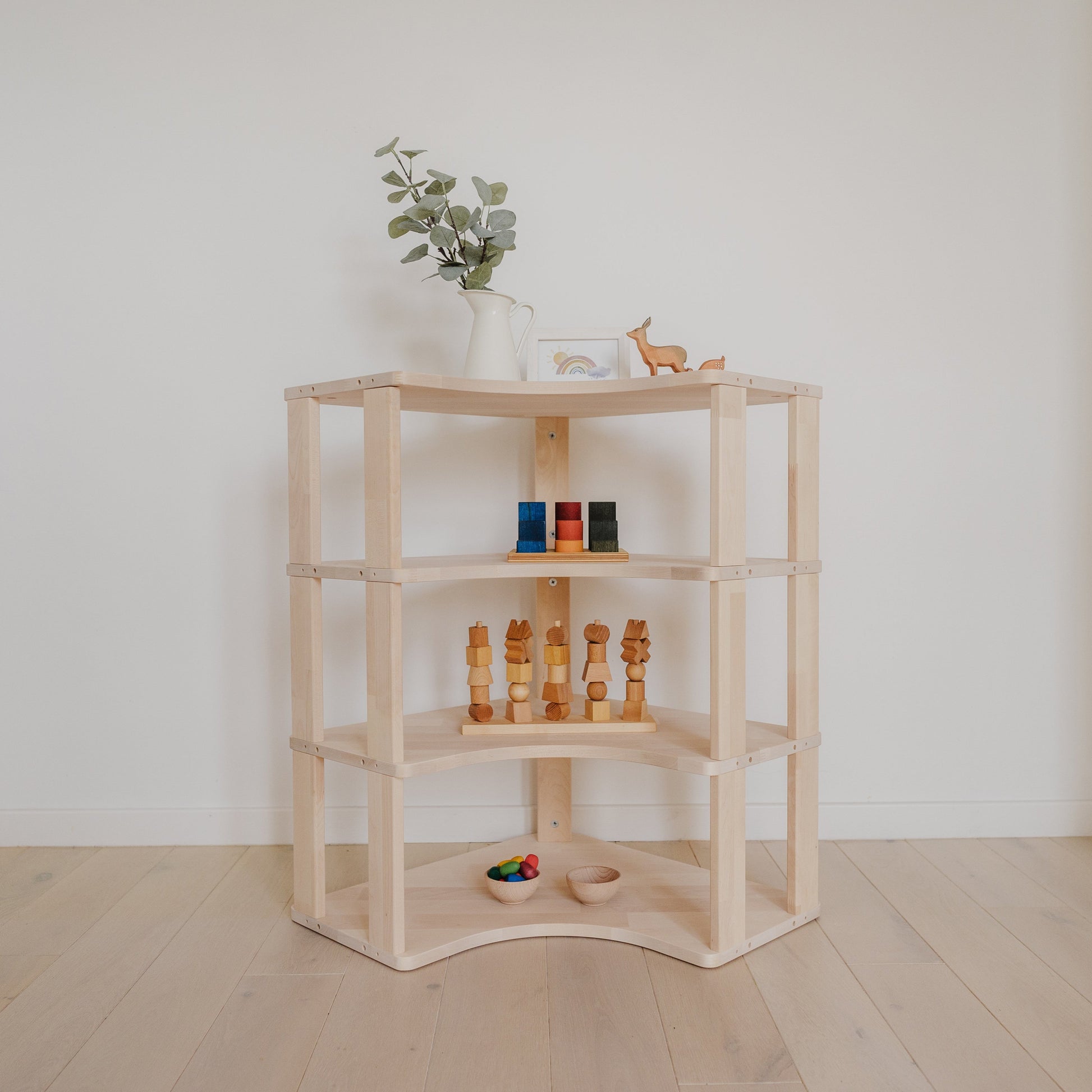 Modulares Eckregal für Kinder - Natur | MODURA - 2 = 29 cm - Unbehandelt - Juniorito