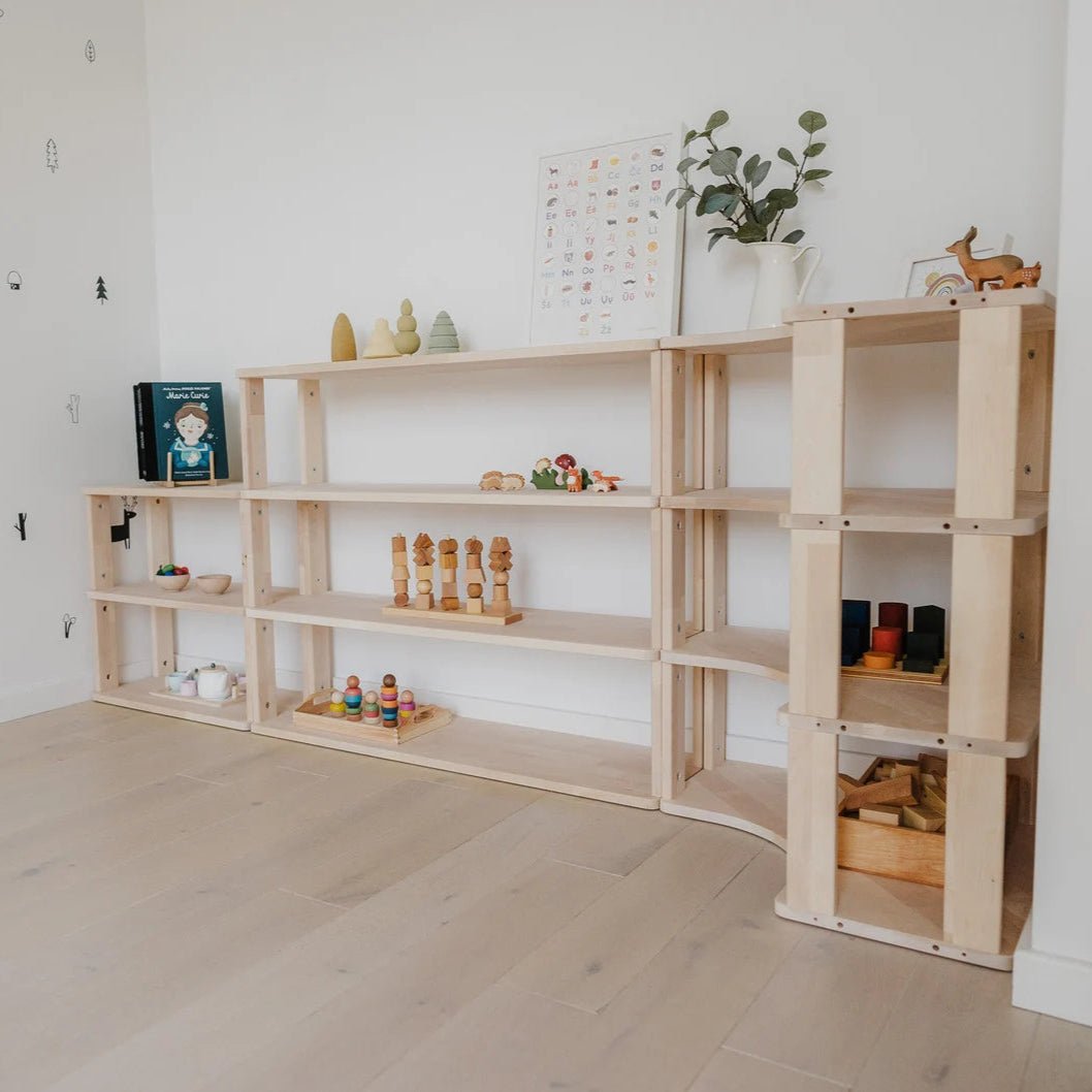 Modulares Kinderregal - Mini | 'MODURA' Kollektion - 3 Etagen (Höhe: 56 cm) - Unbehandeltes Holz - Juniorito