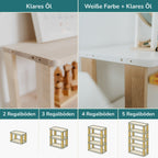 Modulares Kinderregal - Mini | MODURA - Weiße Farbe + Klares Öl - 4 Böden | 83 x 50 x 30 cm - Juniorito