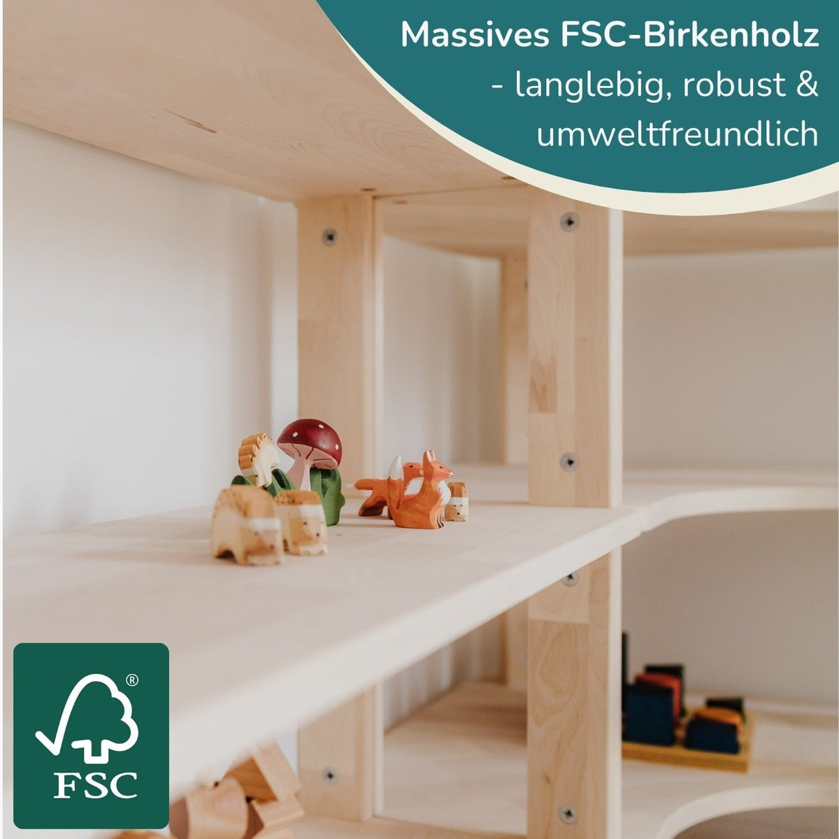 Schmales Kinderregal aus Massivholz | MODURA