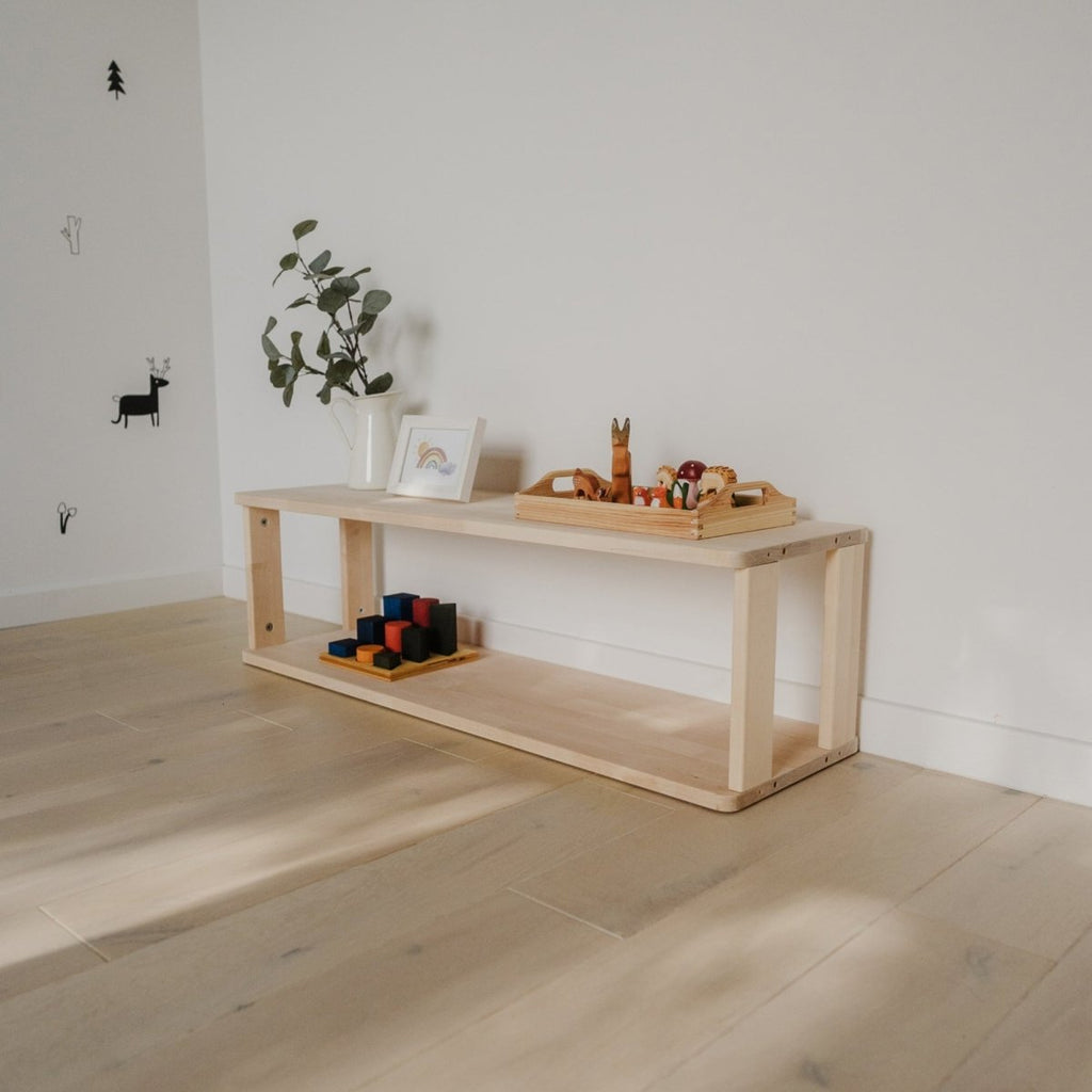 Modulares Kinderregal | 'MODURA' Kollektion - 2 Etagen (Höhe: 29 cm) - Unbehandeltes Holz - Juniorito