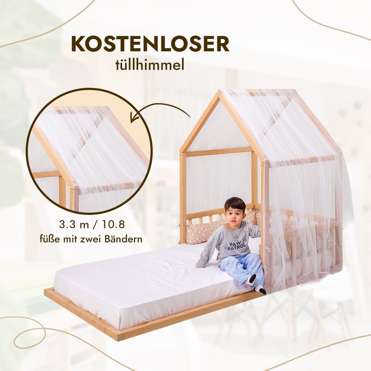 Montessori Bett aus Hartholz – 190x90 cm