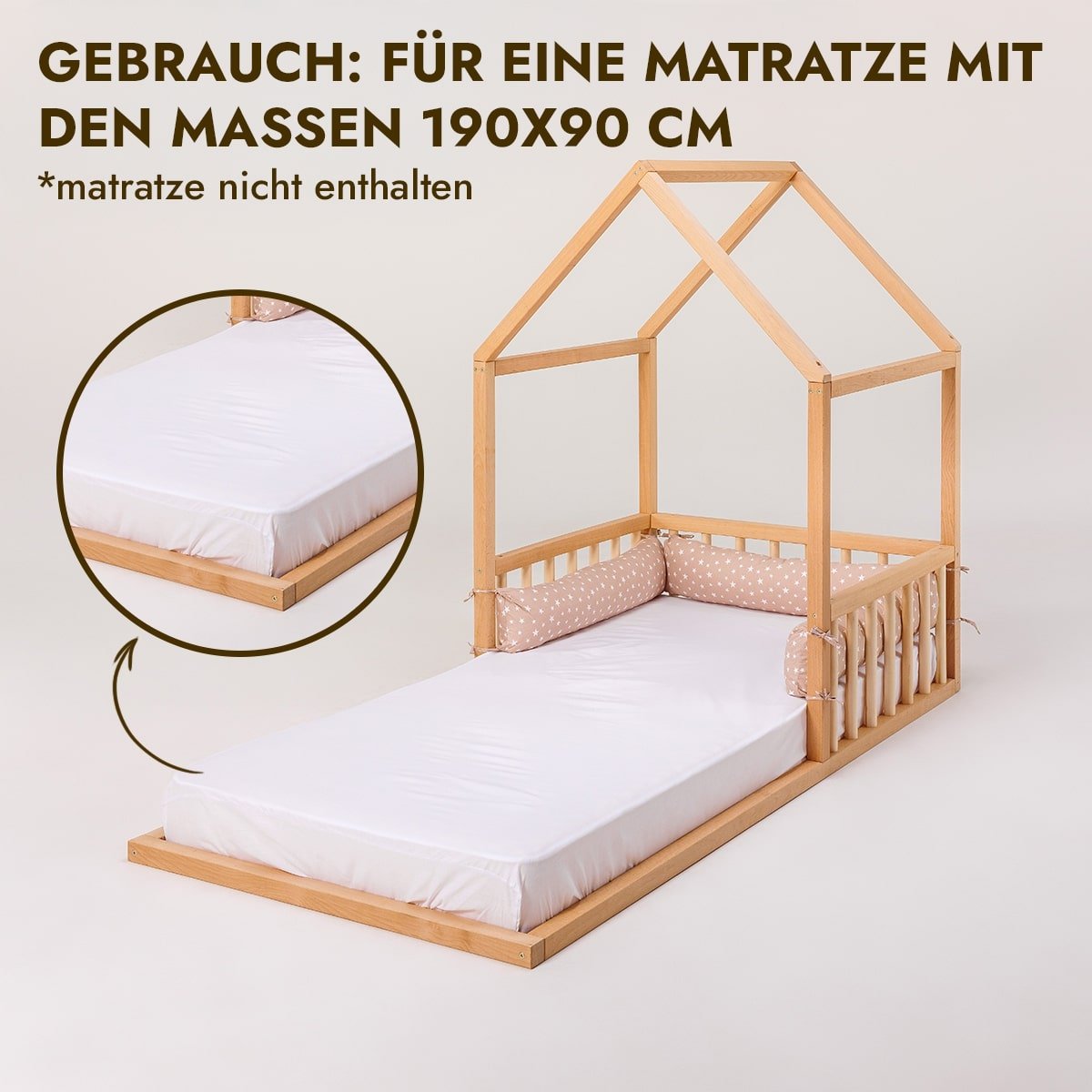 Montessori Bett aus Hartholz – 190x90 cm
