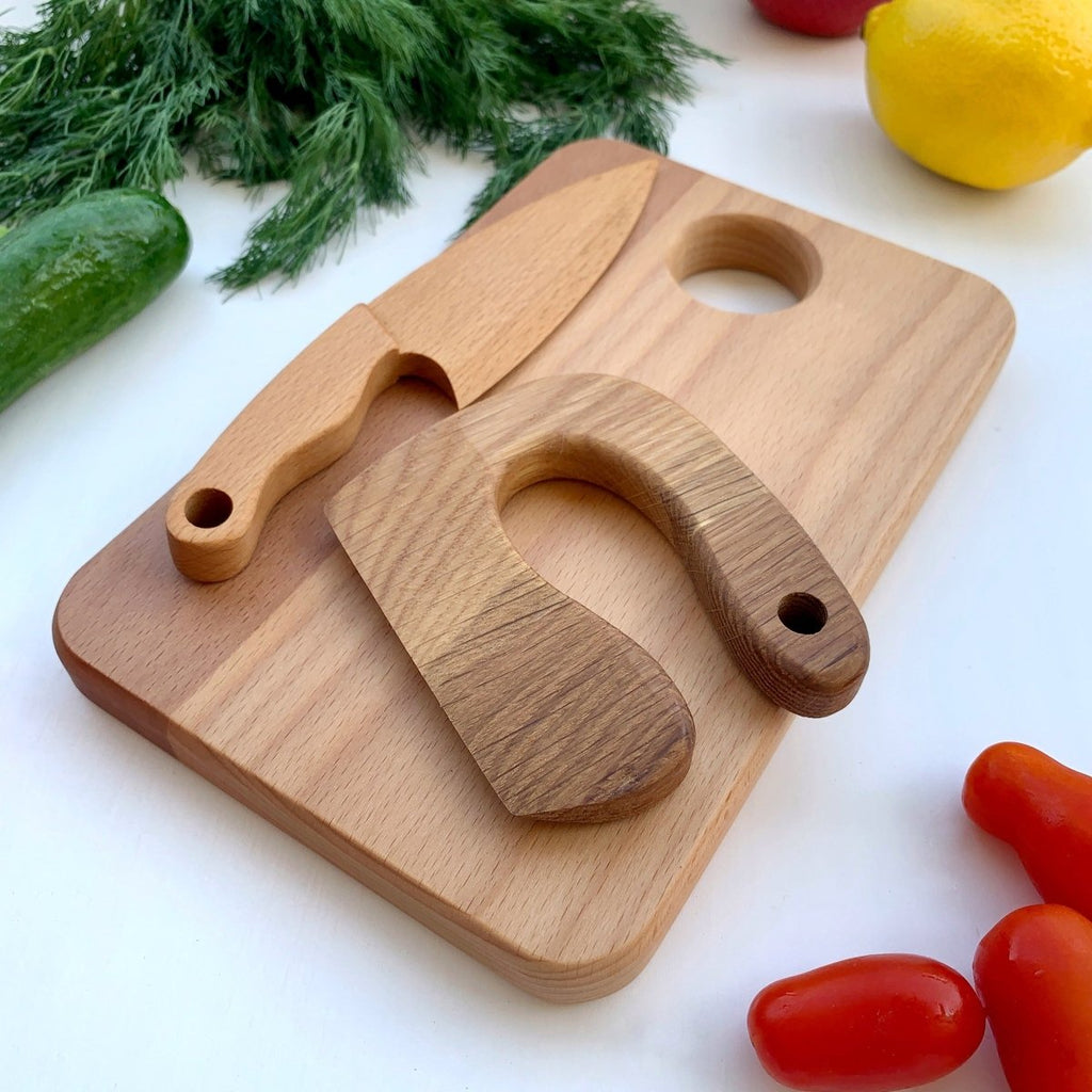 Montessori Kindermesser & Schneidebrett SET - ohne Gravur - Juniorito