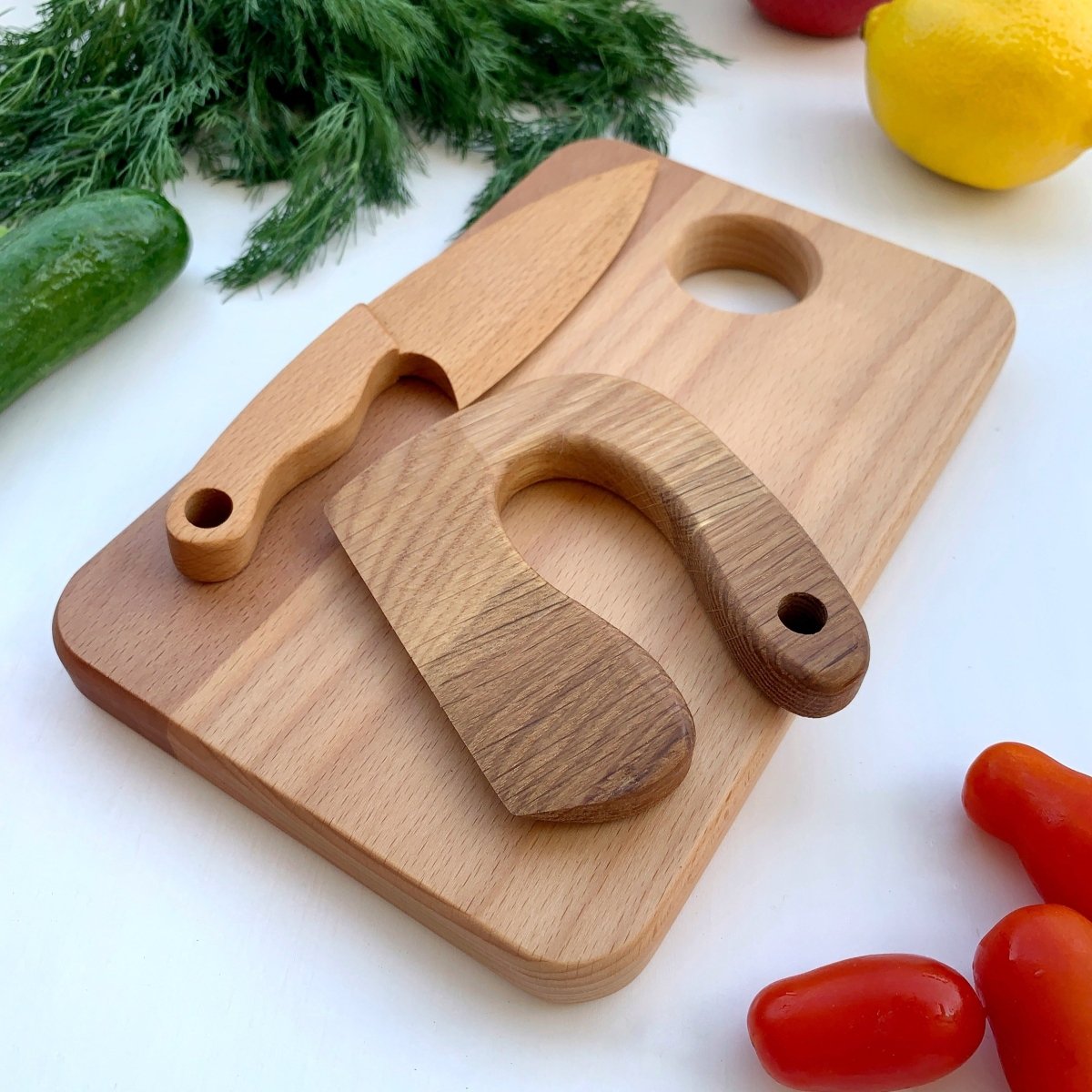 Montessori Kindermesser & Schneidebrett SET - ohne Gravur - Juniorito