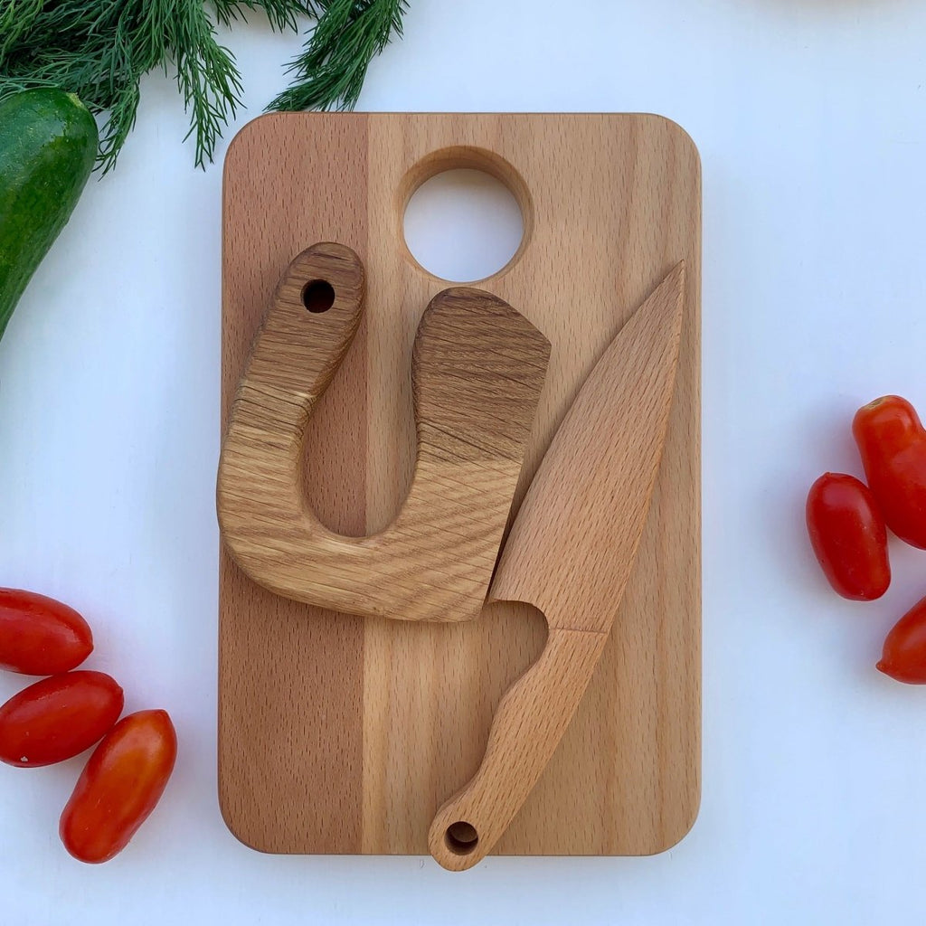 Montessori Kindermesser & Schneidebrett SET - ohne Gravur - Juniorito