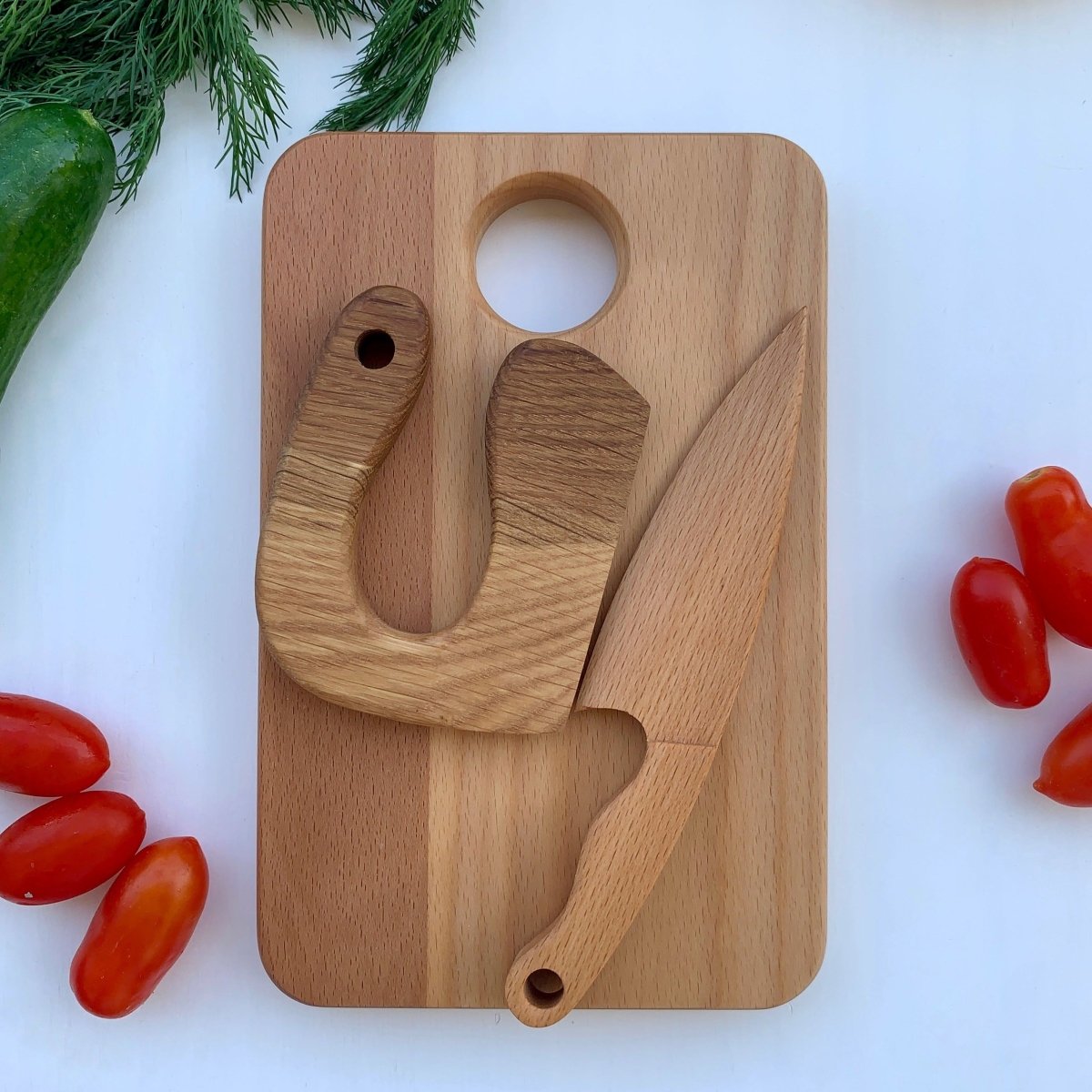 Montessori Kindermesser & Schneidebrett SET - ohne Gravur - Juniorito