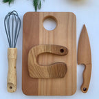 Montessori Kindermessser, Schneebesen & Schneidebrett SET - ohne Gravur - Juniorito