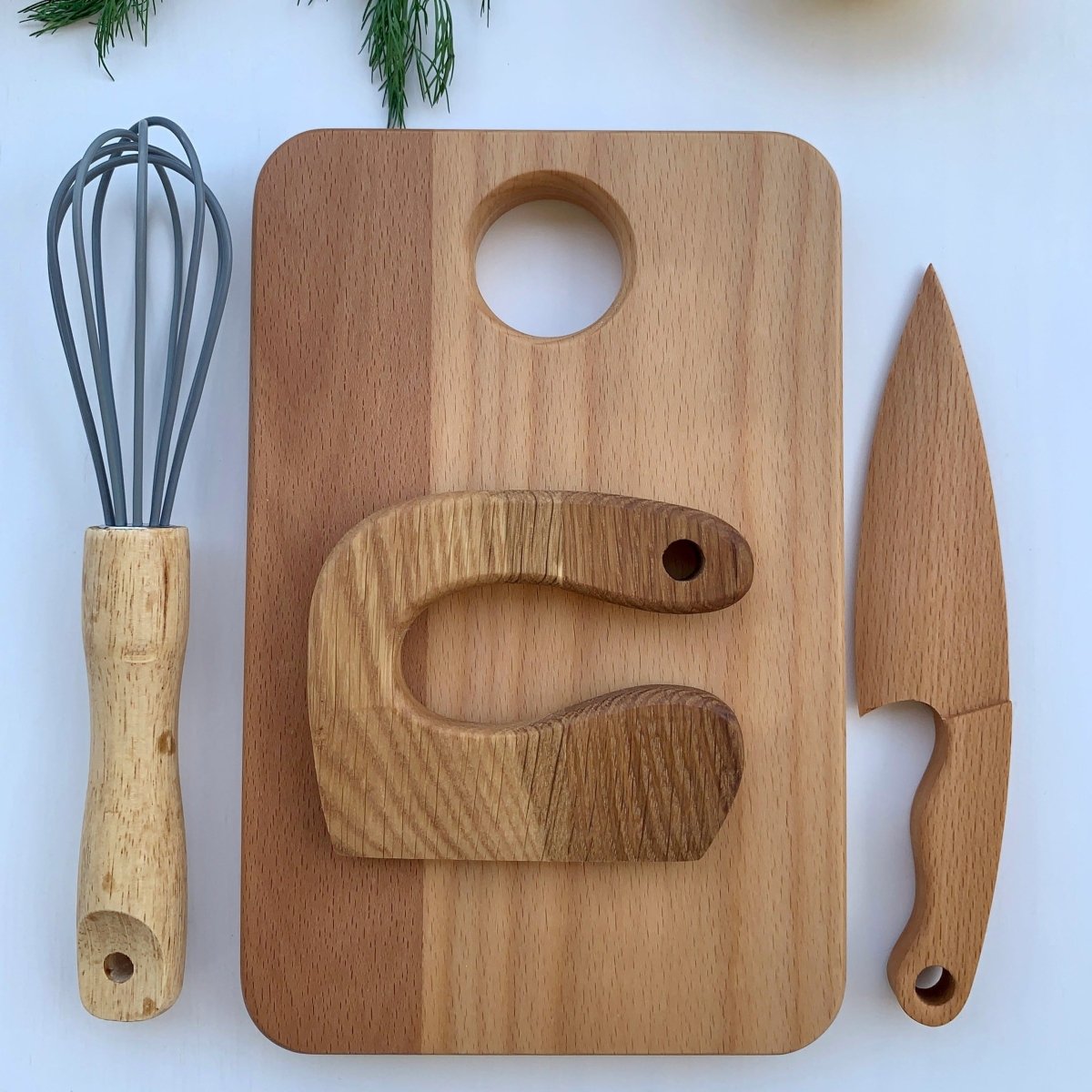 Montessori Kindermessser, Schneebesen & Schneidebrett SET - ohne Gravur - Juniorito