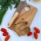 Montessori Kindermessser, Schneebesen & Schneidebrett SET - ohne Gravur - Juniorito