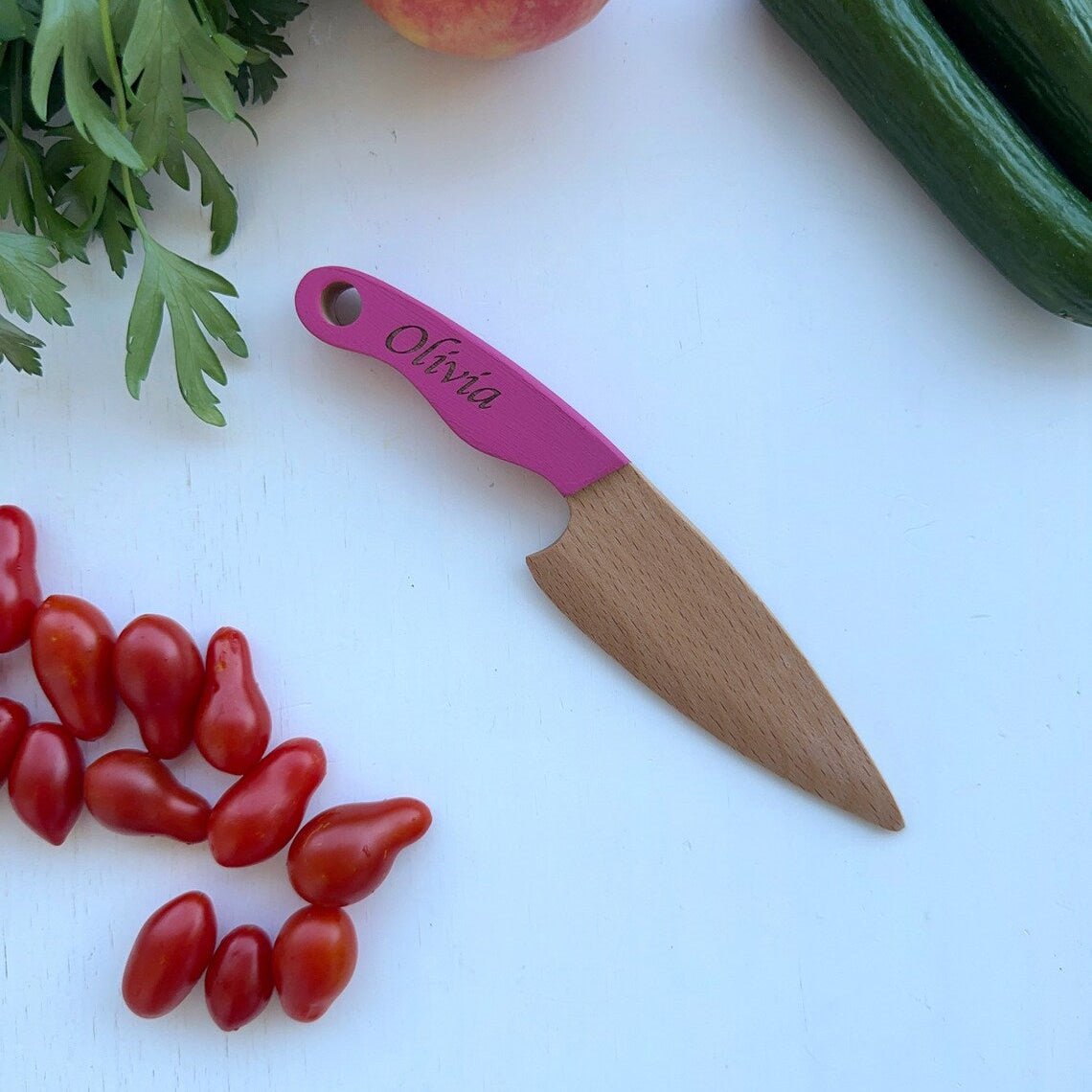 Montessori Schneidemesser für Kinder - Rosa - mit Gravur - Juniorito