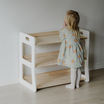 Montessori Spielzeugregal | 'HARMONIA' Kollektion - Unbehandeltes Holz - Höhe: 57 cm | Länge: 71 cm | Tiefe: 37 cm - Juniorito