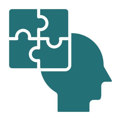 Ein Icon mit einem Kopf und einem Puzzle links daneben als symbol für pädagogischen Mehrwert.