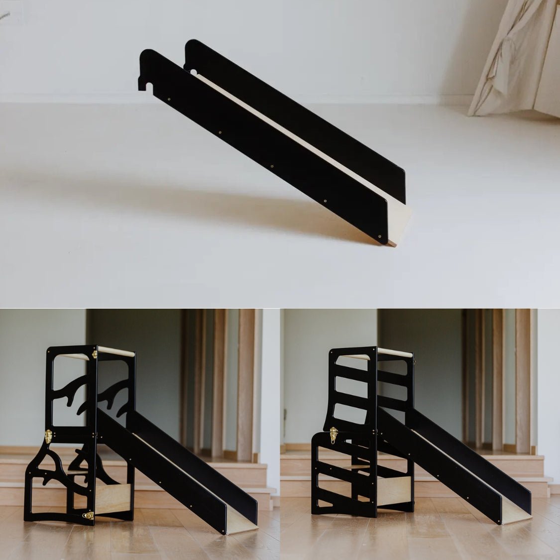 Rutsche Add - On für Lerntürme (Baum - /Streifen - Design) - Schwarz - Juniorito