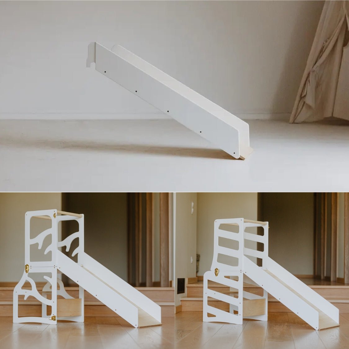 Rutsche Add - On für Lerntürme (Baum - /Streifen - Design) - Weiß - Juniorito