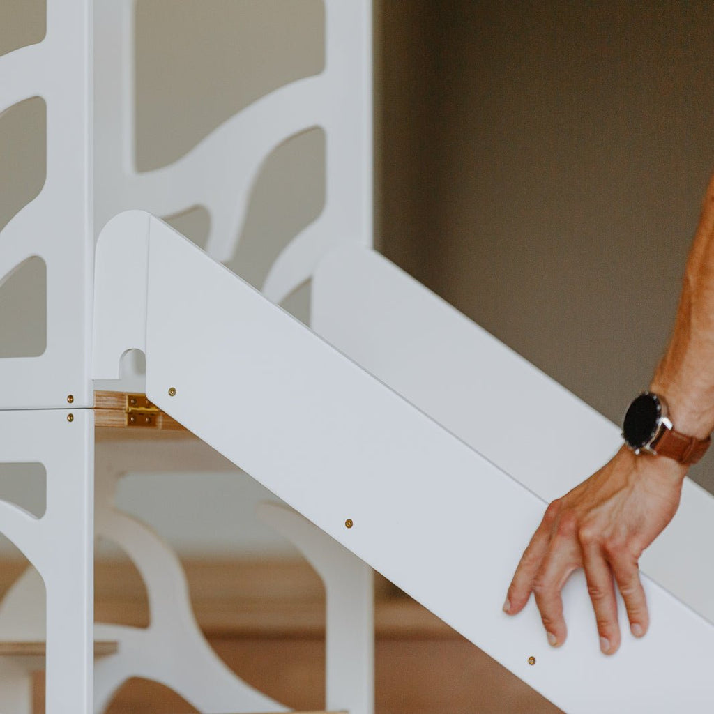 Rutsche Add - On für Lerntürme (Baum - /Streifen - Design) - Weiß - Juniorito