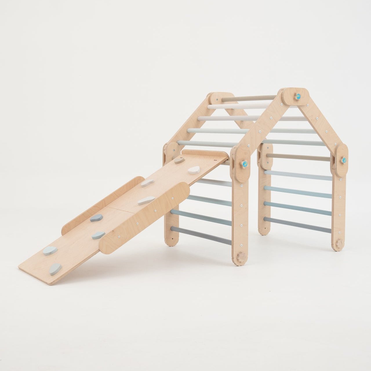 Verstellbares Kletterdreieck mit 2in1 - Rutsche | Blau - mit Sprossen - Juniorito