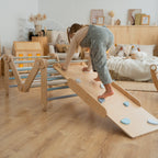 Verstellbares Kletterdreieck mit 2in1 - Rutsche | Blau - mit Sprossen - Juniorito