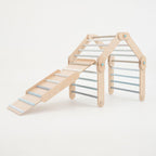 Verstellbares Kletterdreieck mit 2in1 - Rutsche | Blau - mit Sprossen - Juniorito