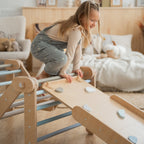 Verstellbares Kletterdreieck mit 2in1 - Rutsche | Blau - mit Sprossen - Juniorito