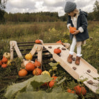 Verstellbares Kletterdreieck mit 2in1 - Rutsche | Braun - mit Sprossen - Juniorito