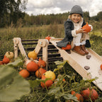 Verstellbares Kletterdreieck mit 2in1 - Rutsche | Braun - mit Sprossen - Juniorito