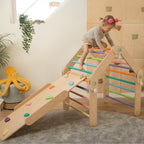 Verstellbares Kletterdreieck mit 2in1 - Rutsche | Bunt - mit Sprossen - Juniorito