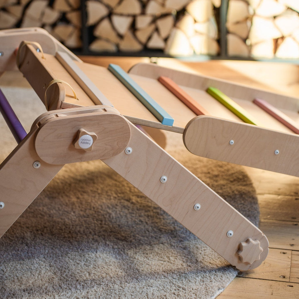 Verstellbares Kletterdreieck mit 2in1 - Rutsche | Bunt - mit Sprossen - Juniorito