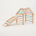 Verstellbares Kletterdreieck mit 2in1 - Rutsche | Bunt - mit Sprossen - Juniorito