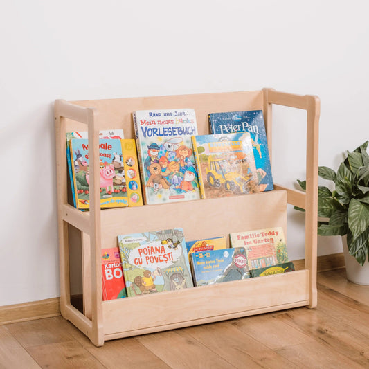 Wandelbares Kinderbücherregal - Maxi | 'FLUORA' Kollektion - Transparenter Lack - Juniorito