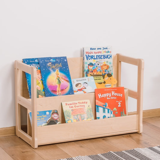 Wandelbares Kinderbücherregal - Midi | 'FLUORA' Kollektion - Transparenter Lack - Juniorito