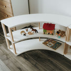 Modulares Bogenregal für Kinder | 'MODURA' Kollektion - 2 Etagen (Höhe: 29 cm) - Unbehandeltes Holz - Juniorito