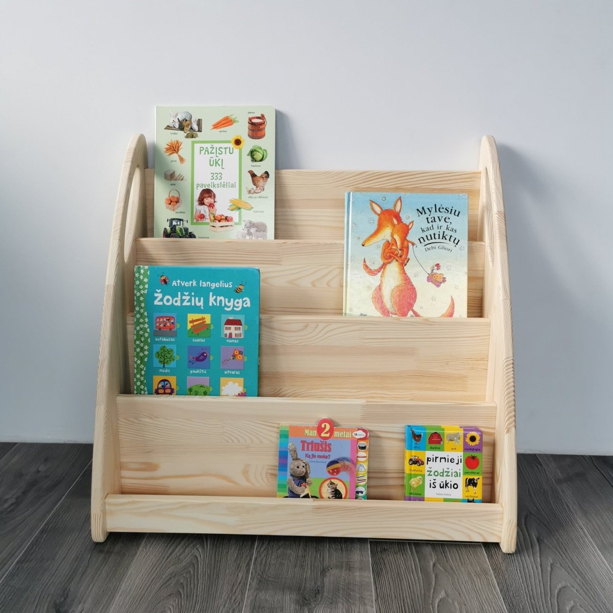 Montessori Bücherregal | 'HARMONIA' Kollektion - Höhe: 57 cm | Länge: 54 cm | Tiefe: 37 cm - Unbehandeltes Holz - Juniorito