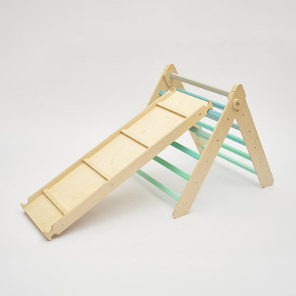 Klappbares Pikler Dreieck mit Rutsche | Mint