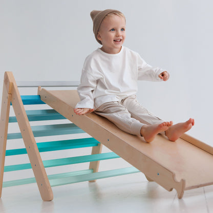 Klappbares Pikler Dreieck mit Rutsche | Mint